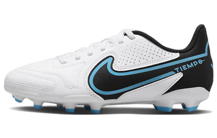Nike Tiempo Legend 9 Club Round Toe Lace Up MG Non-Slip Low Top Football Shoes White Children's Style