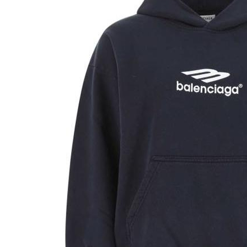 Женское худи Balenciaga SS22 Logo Hoodie (темно-синее) — фото 5