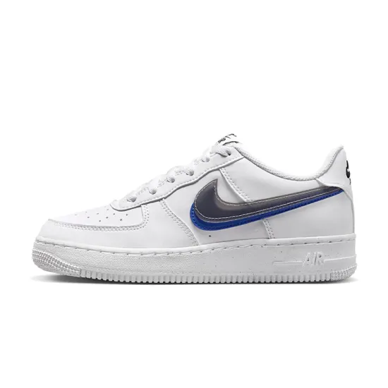 Nike Air Force 1 Low Impact Next Nature Double Swoosh White Black Blue GS