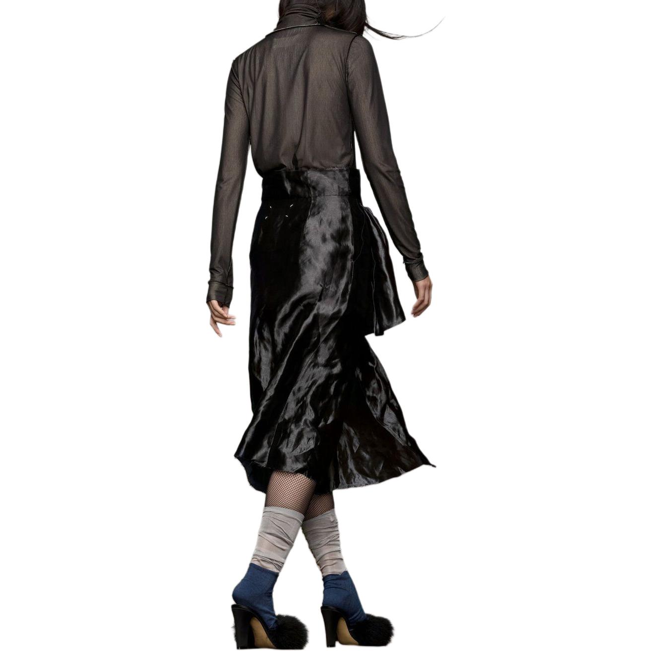 Женская юбка Maison Margiela Metal silk skirt (черный) — фото 4