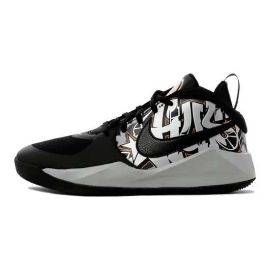 Nike Team Hustle D 9 Slip Resistant Cushioning Abrasion Resistant Mid Top Basketball Shoes Black White Teenagers