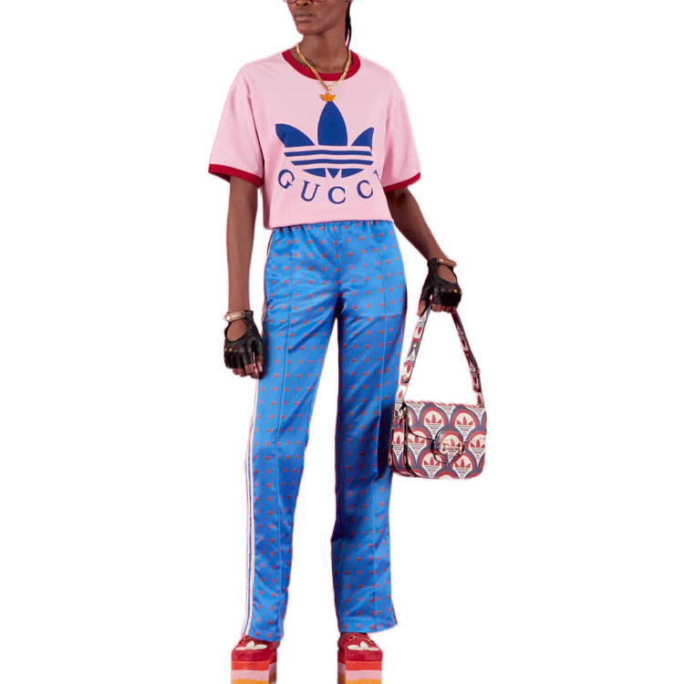 Женская футболка Gucci x adidas originals (розовая) — фото 3