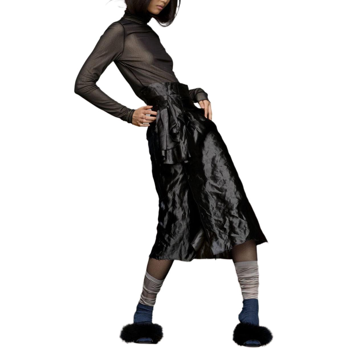 Женская юбка Maison Margiela Metal silk skirt (черный) — фото 5
