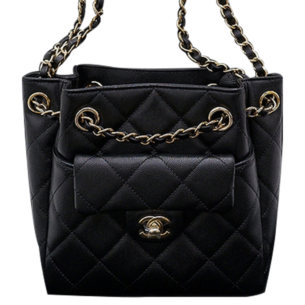 CHANEL 21B Fall Cow Leather Bucket Bags Crossbody Bag, Shoulder Bag Unisex Black