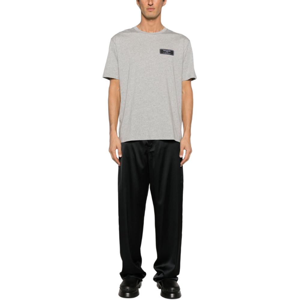 Мужская футболка BALMAIN Logo Print T-Shirt (серая) — фото 3