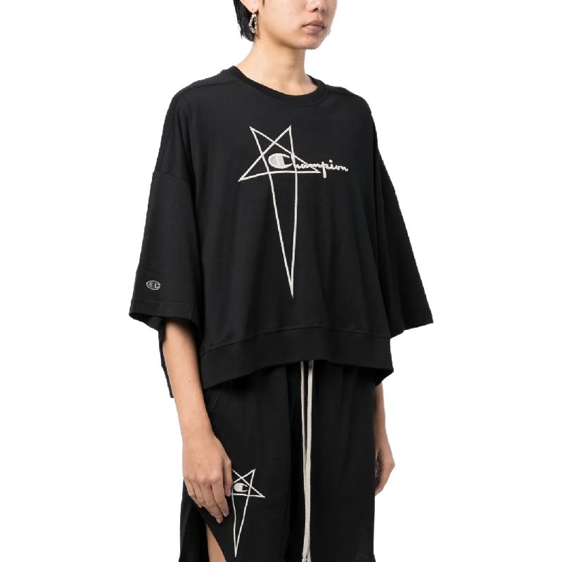 Женская футболка RICK OWENS CW02C9404CHJEG (черная) — фото 3