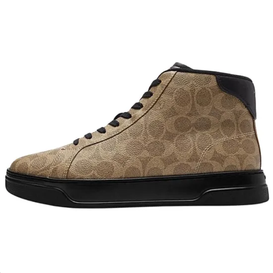 COACH Highline Skateboard Shoes Men High-Top Khaki