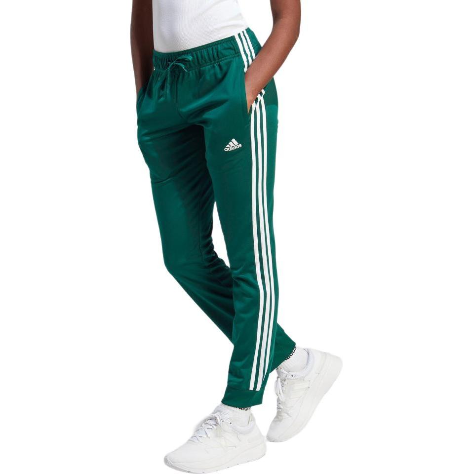 Adidas Women’s Primegreen Essentials Warm Slim Tapered 3 Stripes Track Tracksuit Bottoms Collegiate Green/White