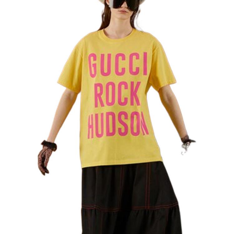 Женская футболка Gucci Летний Принт (желтая) — Желтый — фото 4