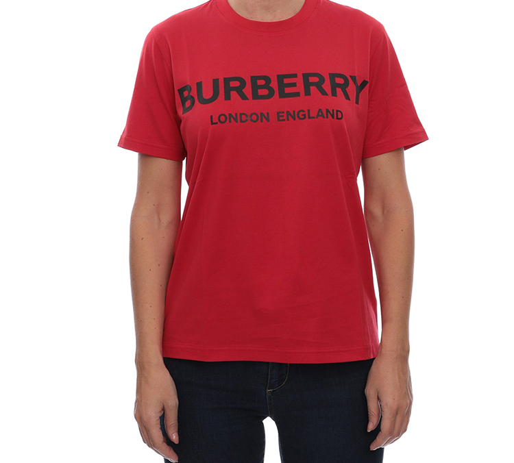 Женская футболка Burberry Graphic Logo T-shirt (красная) — фото 2