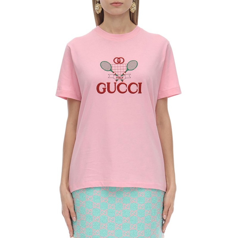 Женская футболка Gucci T (розовая) — фото 3