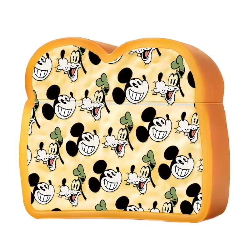 Disney Disney suitable for Apple/apple airpods second generation/third generation/pro/por2 generation silicone cartoon Mickey Goofy printed toast bread anti-fall cartoon protection earphone case