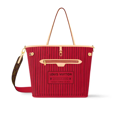 LOUIS VUITTON Neverfull Bandouliere Mm Inside Out Monogram/Rouge Sari