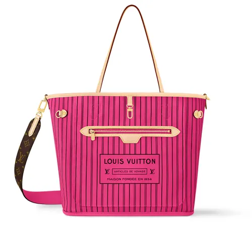 LOUIS VUITTON Neverfull Bandouliere Mm Inside Out Monogram/Rose Pondichery