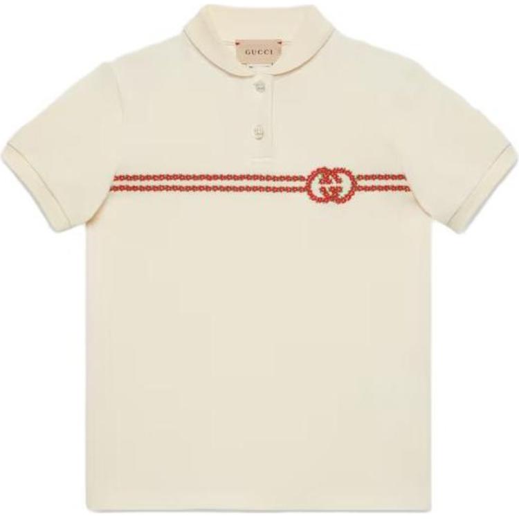 Женская футболка-поло Gucci GUCCITLogoPolo (молочно-белая)