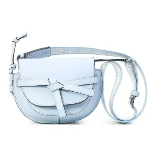 LOEWE Gate Soft Cow Leather Shoulder Bag, Crossbody Bag Mini Women's Gray Blue