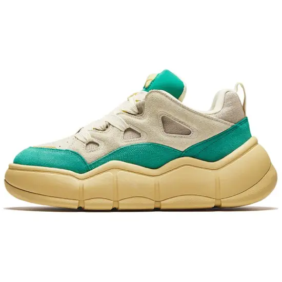 ANTA Skateboard Shoes Men Low-Top Green Beige
