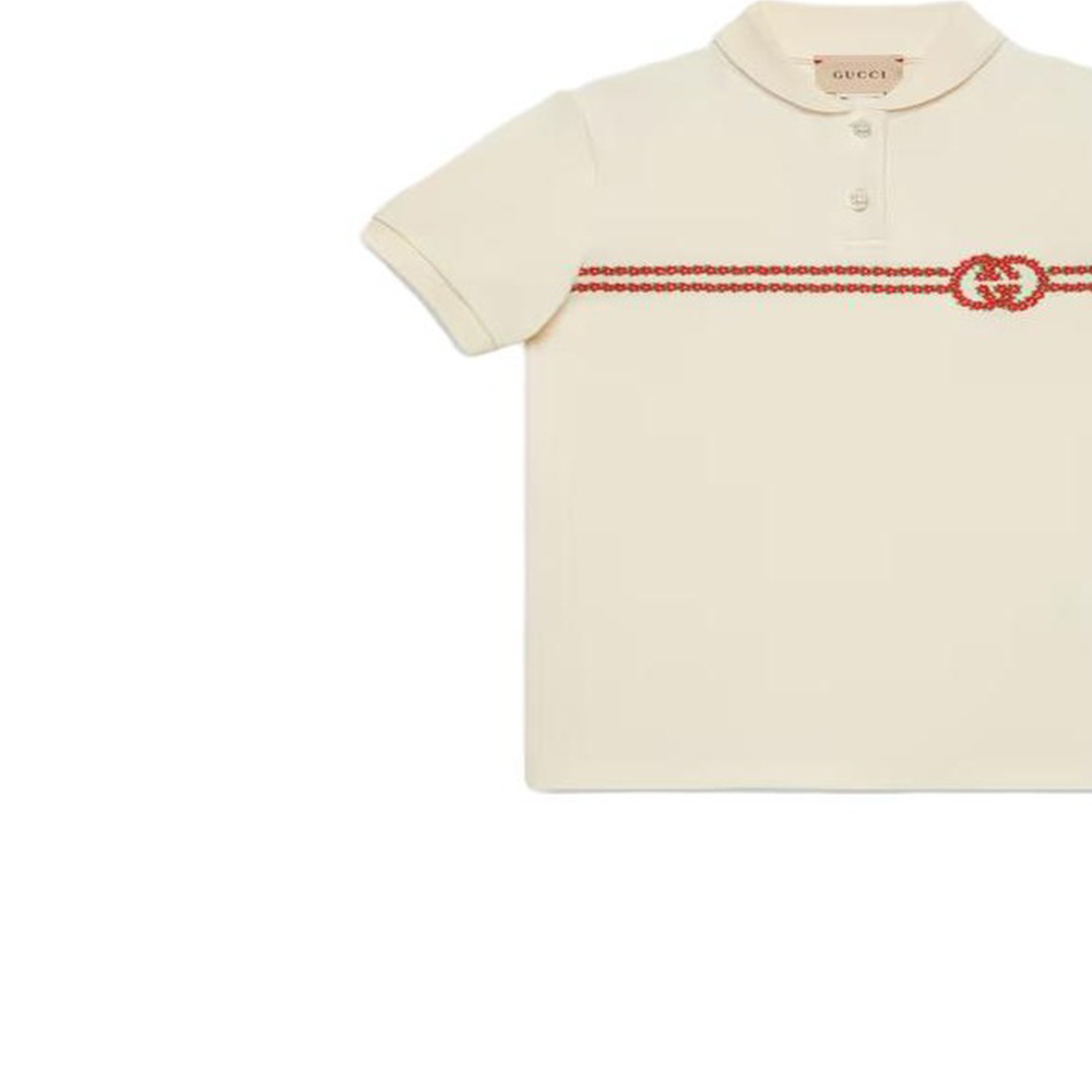 Женская футболка-поло Gucci GUCCITLogoPolo (молочно-белая) — фото 3