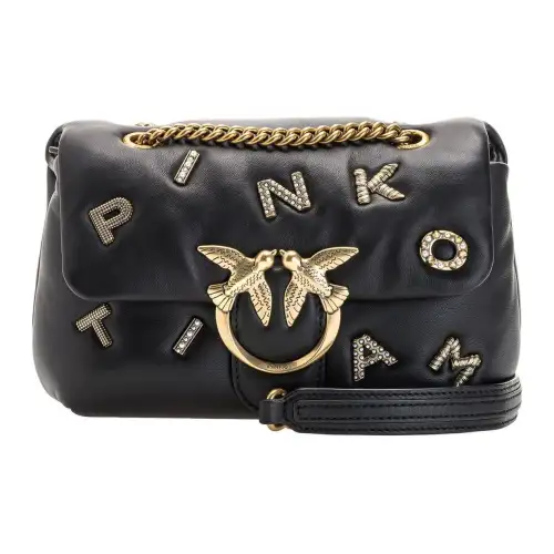 PINKO Sheepskin Crossbody Bag, Shoulder Bag Women's Black