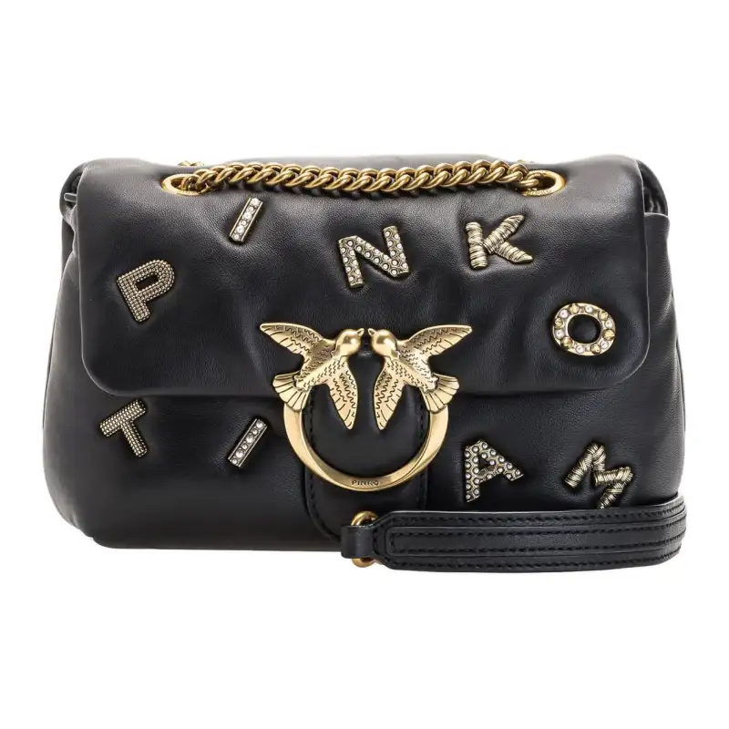PINKO Sheepskin Crossbody Bag, Shoulder Bag Women's Black