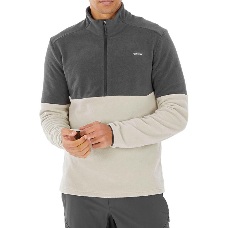 DECATHLON MH500 Fleece Clothing Men’s Moonlight Beige/Carbon Gray