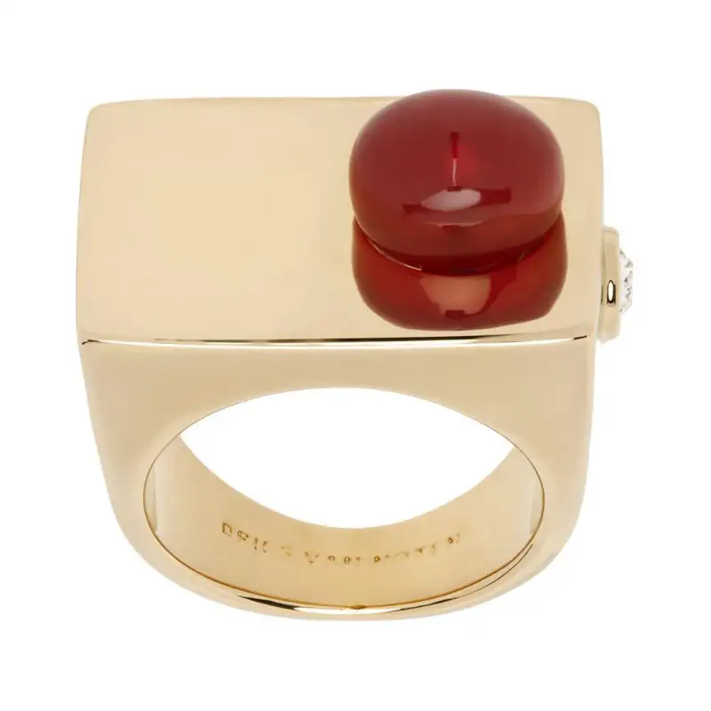 DRIES VAN NOTEN Carved design brass golden ring