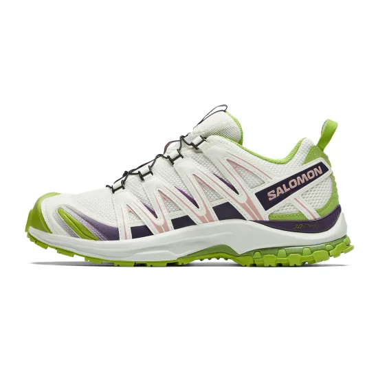 SALOMON XA PRO 3D Hiking / Trekking Shoes Unisex Low-Top Vanilla/Crown Jewel Purple/Deep Tangerine Green