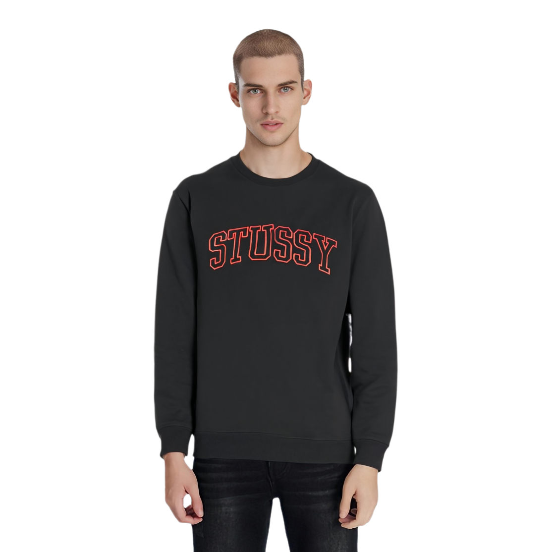 Мужское худи Stussy Outline Crew (черное) — фото 3