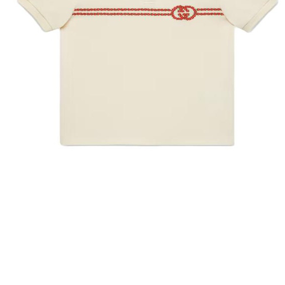 Женская футболка-поло Gucci GUCCITLogoPolo (молочно-белая) — фото 5