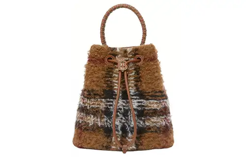 Burberry Leather Bucket Bag, Handbag, Shoulder Bag, Crossbody Bag Small Women's Dark Birch Brown