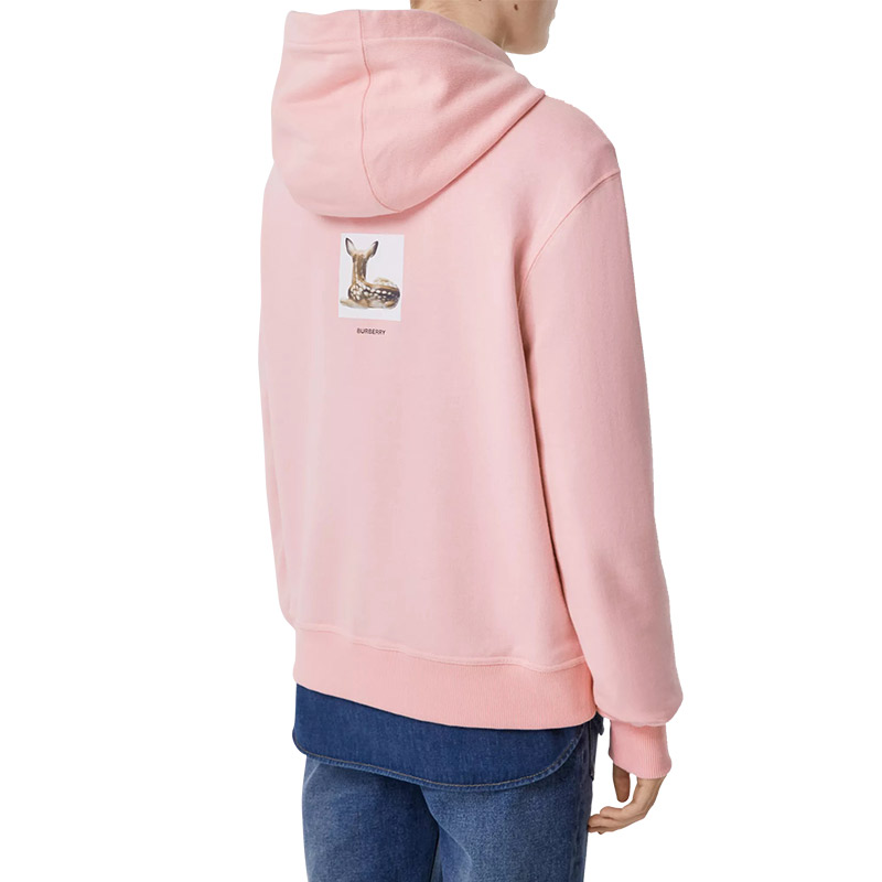 Женское худи Burberry Deer Print Cotton Hoodie (розовое) — фото 4