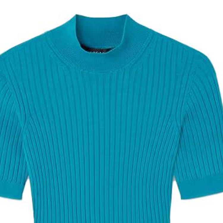 Женская футболка Versace/ Ribbed Knit T-Shirt FW23 T (голубая) — фото 6
