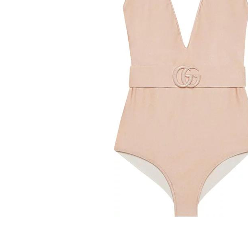 GUCCI Sparking Jersey Double G Swimsuit Ivory
