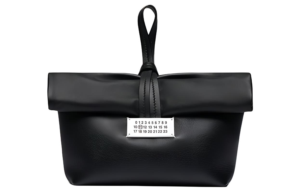 Maison Margiela Maison Margiela Logo label on front Sheepskin and cowhide Clutch Women's Black