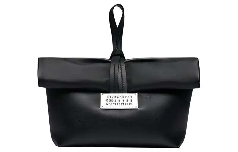 Maison Margiela Maison Margiela Logo label on front Sheepskin and cowhide Clutch Women's Black