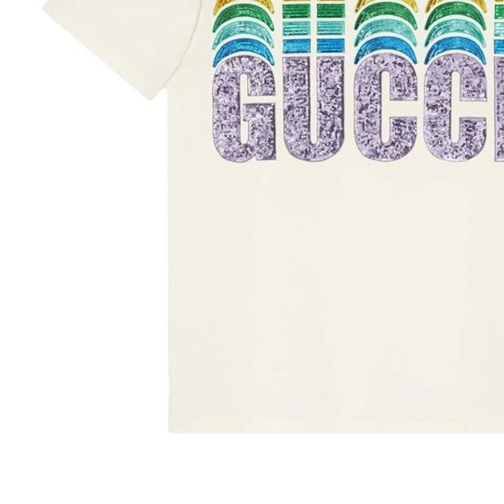 Женская футболка Gucci (бежевая) — фото 4