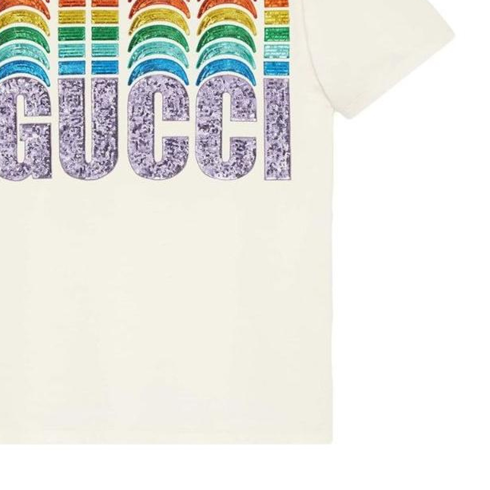 Женская футболка Gucci (бежевая) — фото 5