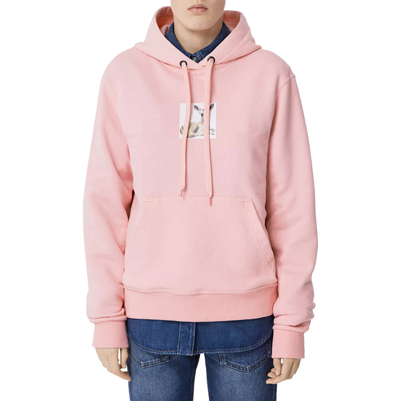 Женское худи Burberry Deer Print Cotton Hoodie (розовое) — фото 3