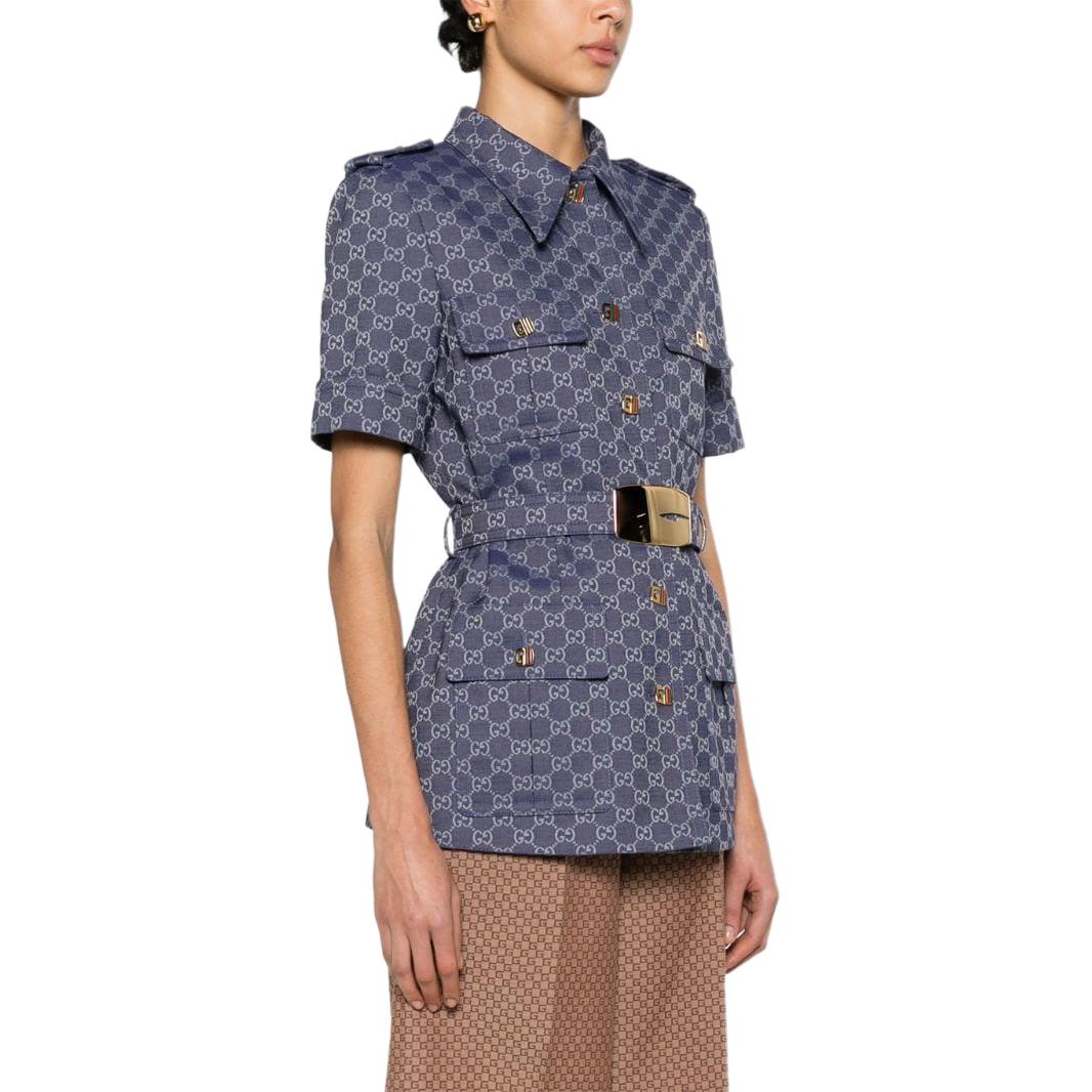 Женское платье Gucci Canvas Dress (синее) — фото 4