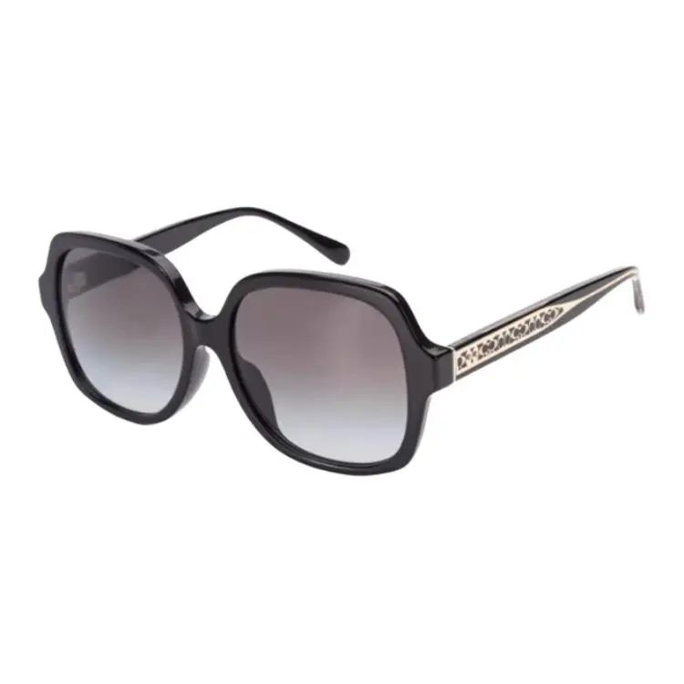 COACH Brand Logo Plate Frame Square Sunglasses Unisex Black