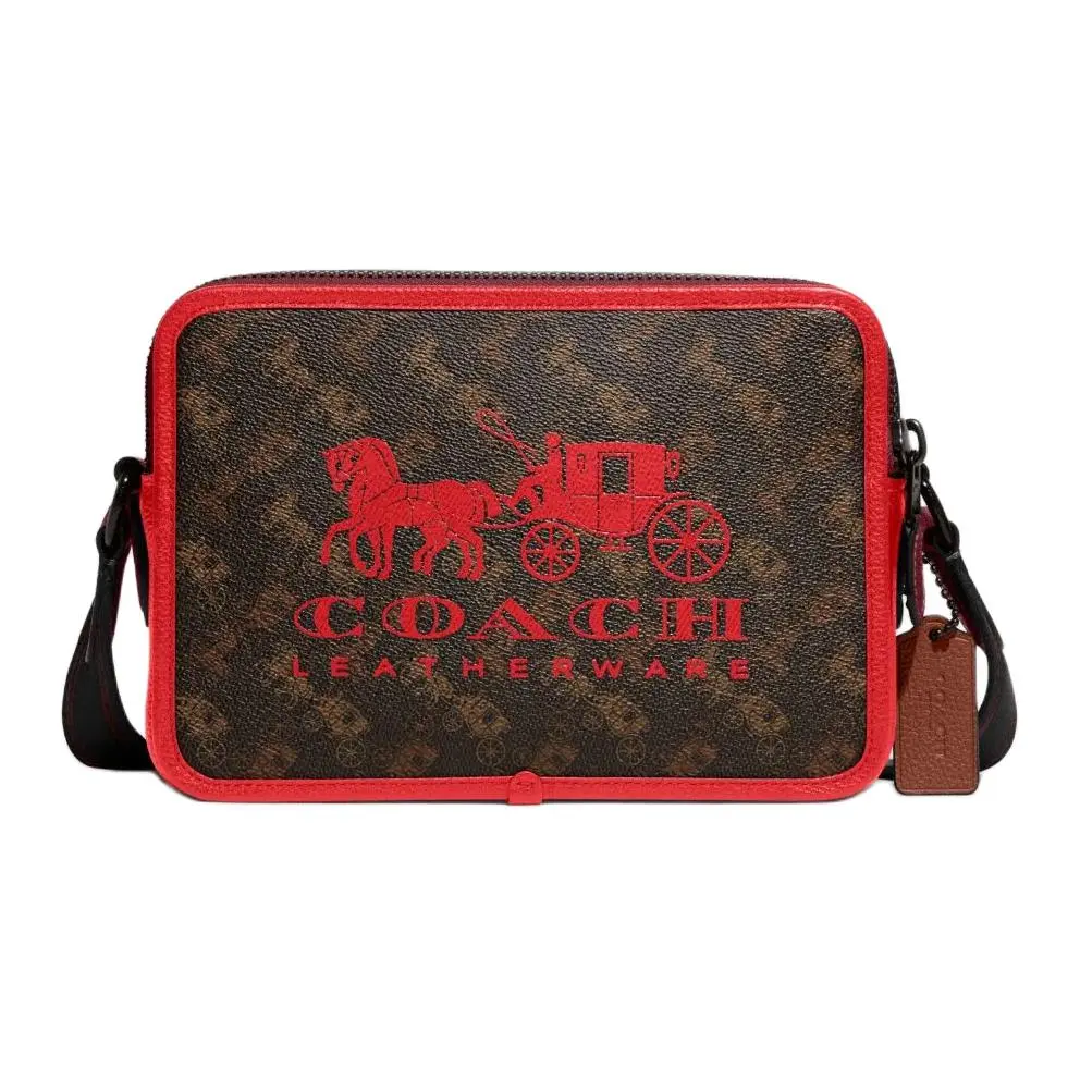COACH Charter Canvas With Leather Shoulder Bag Medium Women's Dark Brown Monogram