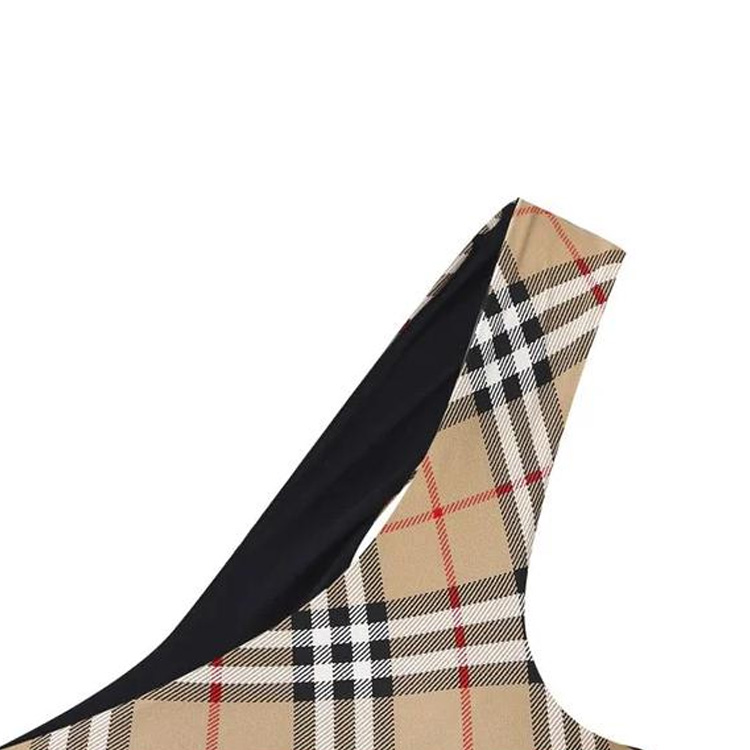 Burberry Women’s Vintage Check One Shoulder Swimsuit Archive Beige