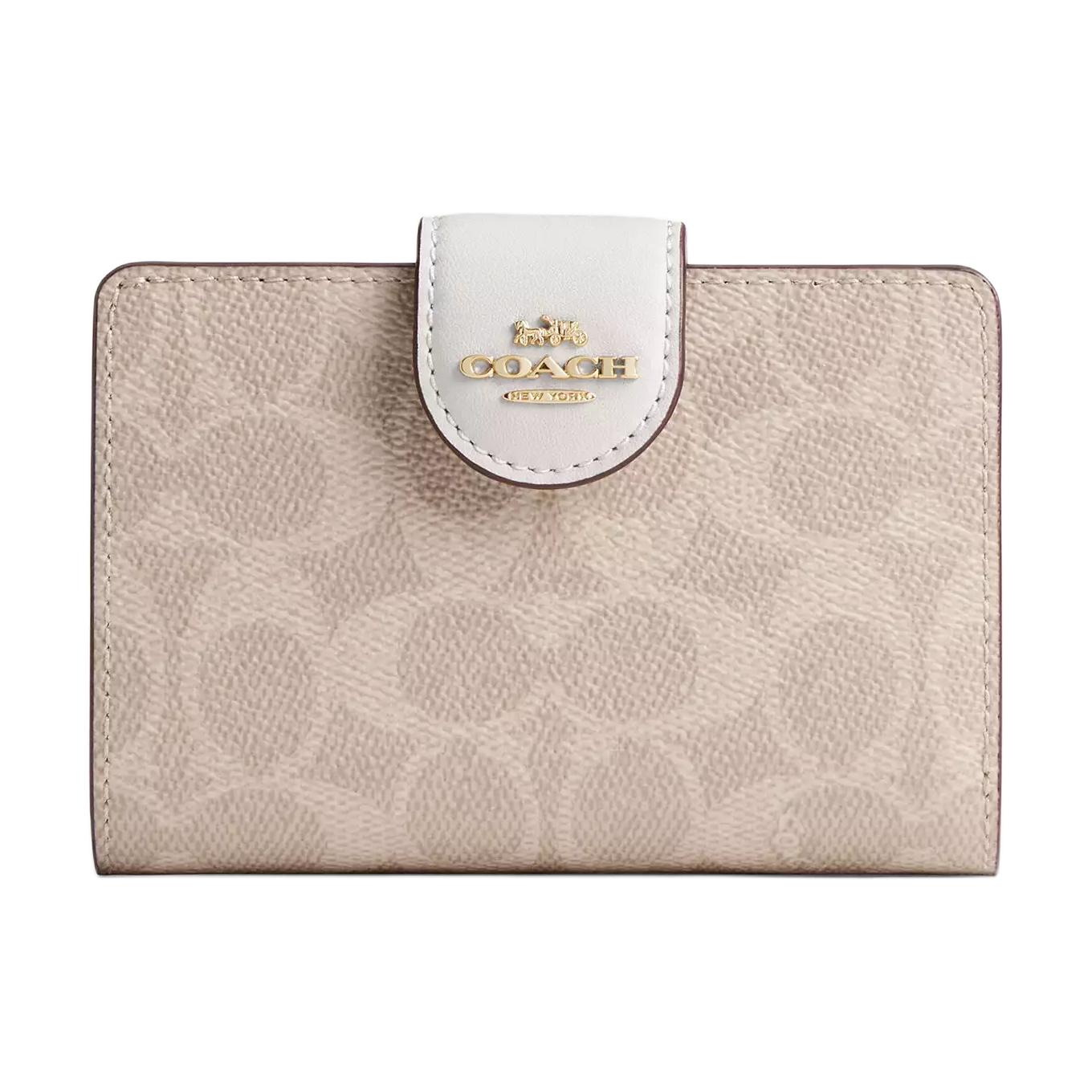 Женский кошелек COACH Corner Zip (бежево-розовый)