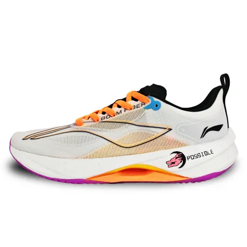 Li Ning Super Light 21 Cushioning Abrasion Resistant Breathable Slip Resistant Low top Running Shoes Men's White Orange