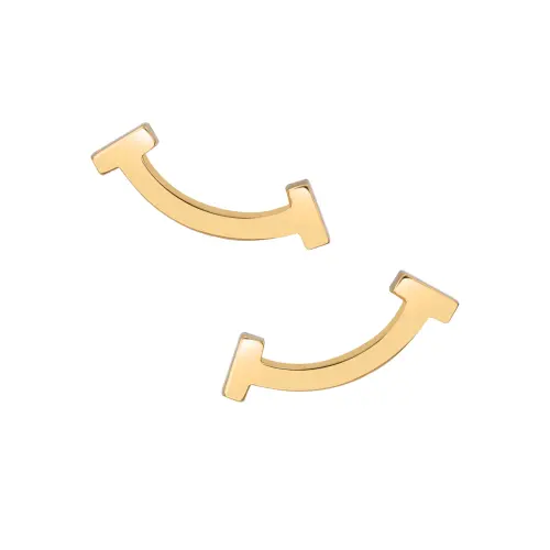 TIFFANY & CO. T 18K Gold Stud Earrings Women's Yellow
