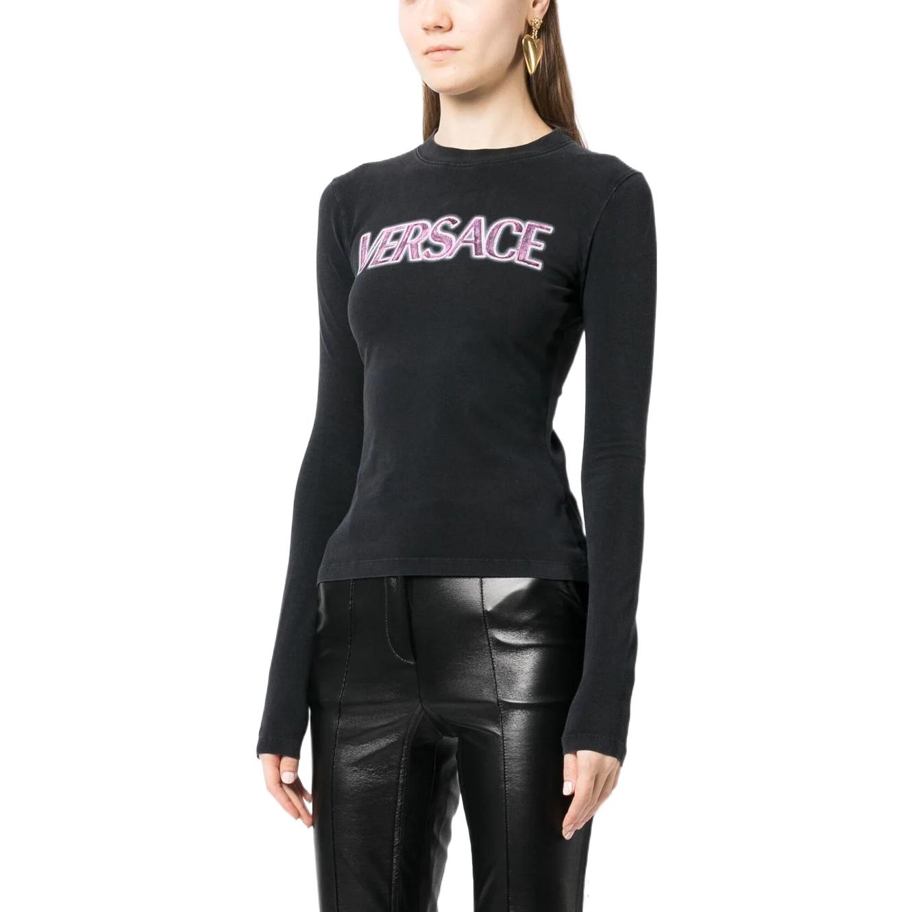 Женская футболка Versace 1008002-1A06534-2B110 (черная) — фото 4