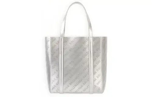 Balenciaga Everyday Metallic Finish Cow Leather Tote Bag, Shopping Bag, Handbag Women's Silver
