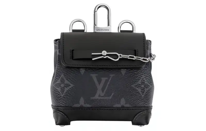LOUIS VUITTON Steamer Coated Canvas With Leather Trim Storage Bags Pendants Shoulder Bag Crossbody Bag Mini Men's Black