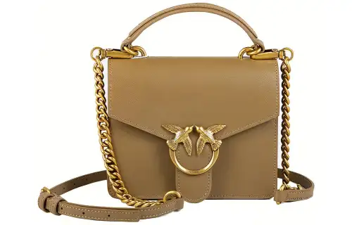 PINKO SIMPLY Cow Leather Swallow Bag, Handbag, Shoulder Bag, Crossbody Bag Mini Women's Olive