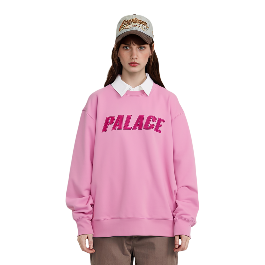 Свитшот Palace IRIDESCENT APPLIQUE CREW (розовый) — фото 2